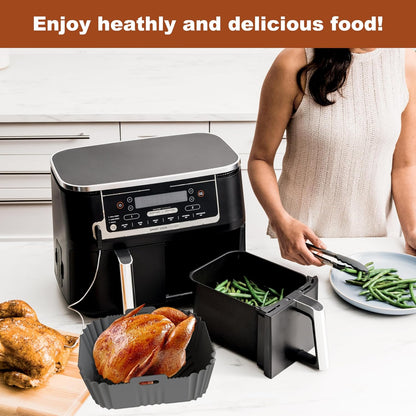 2PCS Silicone Air Fryer Liners for Ninja DZ201/DZ401 DZ550 8-10 QT
