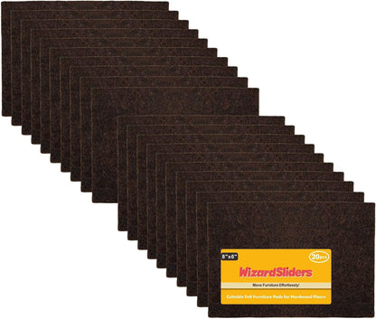 Felt Furniture Pads Self-Adhesive for Hardwood Floors, 8pcs 8" x 6" x 1/5" Cuttable Furniture Pads Square Furniture Movers, Floor Protector Cut into Any Shape, Beige