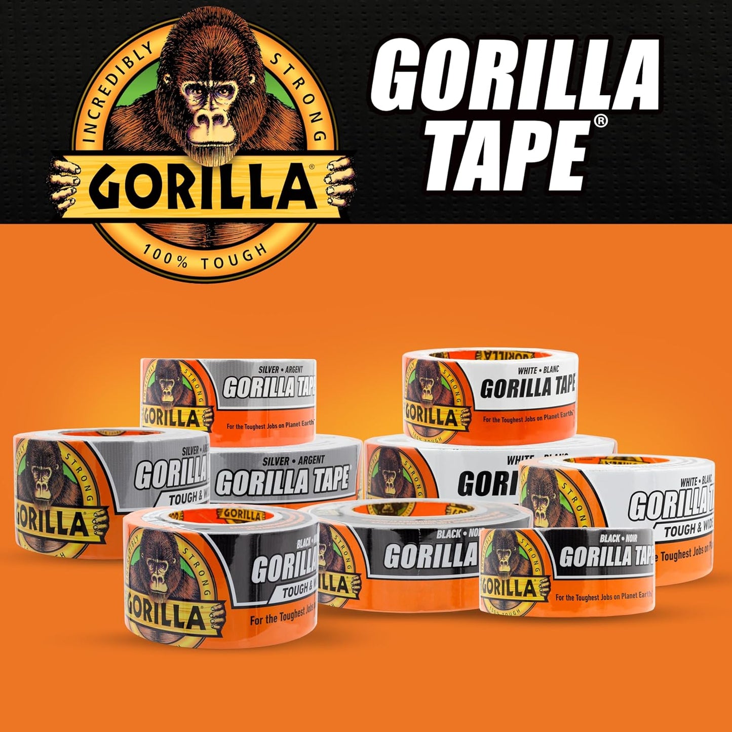 GORILLA Tape Tough & Wide, White, 2.88" x 25 yd | Double-Thick Adhesive, Grips Rough Surfaces, Heavy Duty, Weather Resistant for Indoor or Outdoor Use