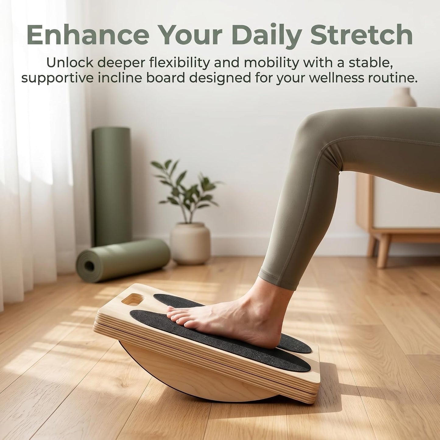 Calf Stretcher Slant Board, Adjustable Wooden Incline Board for Stretching, Non Slip Foot Stretcher for Calf, Achilles, Ankle, Hamstring Exercise