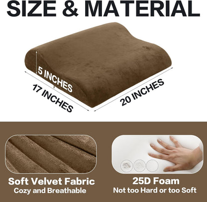 HOMBYS Extra Large Recliner Leg Pillow, Memory Foam Foot Rest Cushion Wave Shape Recliner Footrest Extender, Multi Purpose Back & Lumbar Support Pillow for Recliner, Bed, Sofa Couch,Grey
