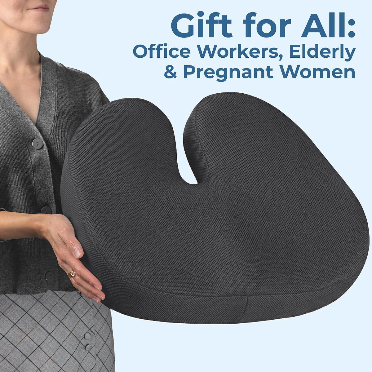 5 STARS UNITED Seat Cushion - Memory Foam Chair Cushion for Tailbone Pain Relief - Ergonomic Support for Coccyx, Sciatica & Butt - Office, Desk & Gaming Chair, Car Seat, Wheelchair, Airplane, Black