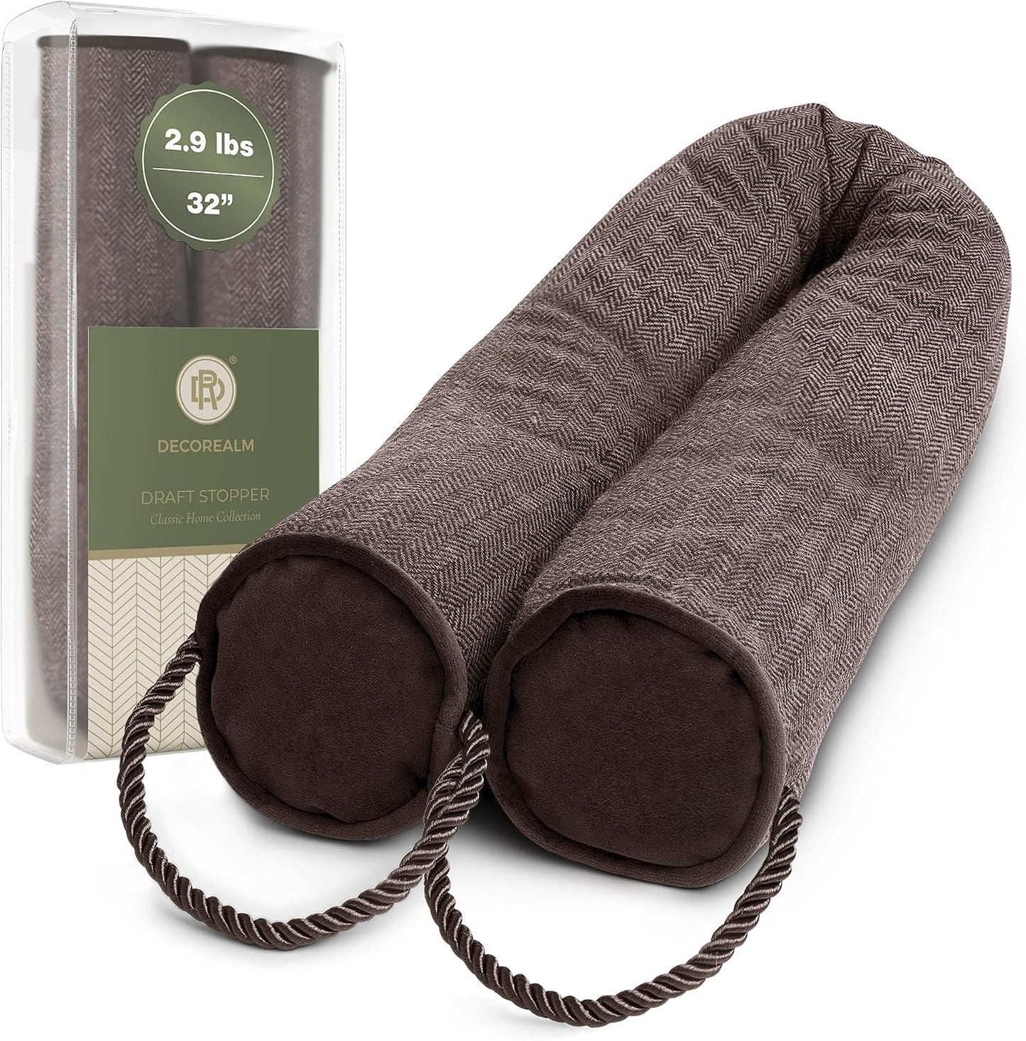 Under Door Draft Stopper and Blocker, Draft Guard for Doors and Windows, Decorative Fabric Cylinder Blocker Provides Weighted Door Insulation by DECOREALM (Beige, 36 Inches)