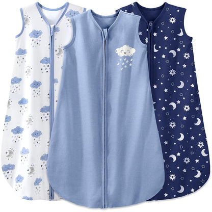 Yoofoss Baby Sleep Sack 0-6 Months Wearable Blanket for Babies 100% Organic Cotton 2-Way Zipper TOG 0.5 Toddler Sleeping Sack 3 Pack, Sleep Sacks