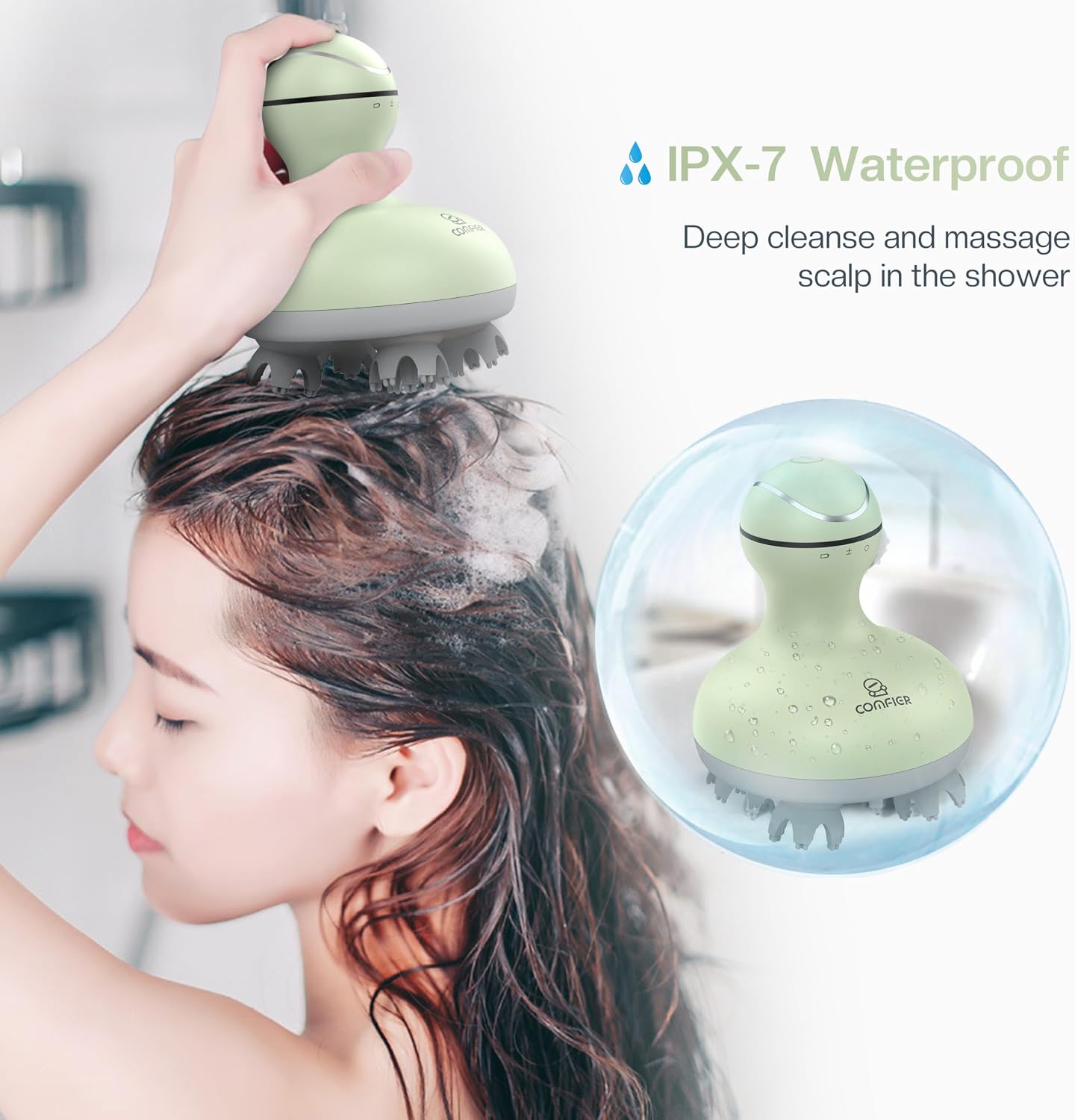 COMFIER Electric Cordless Hair Scalp Massager with Kneading 84 Massage Nodes, Handheld Portable Head Scratcher Massager for Hair Growth, Deep Clean and Stress Relax, Gifts for Men Dad