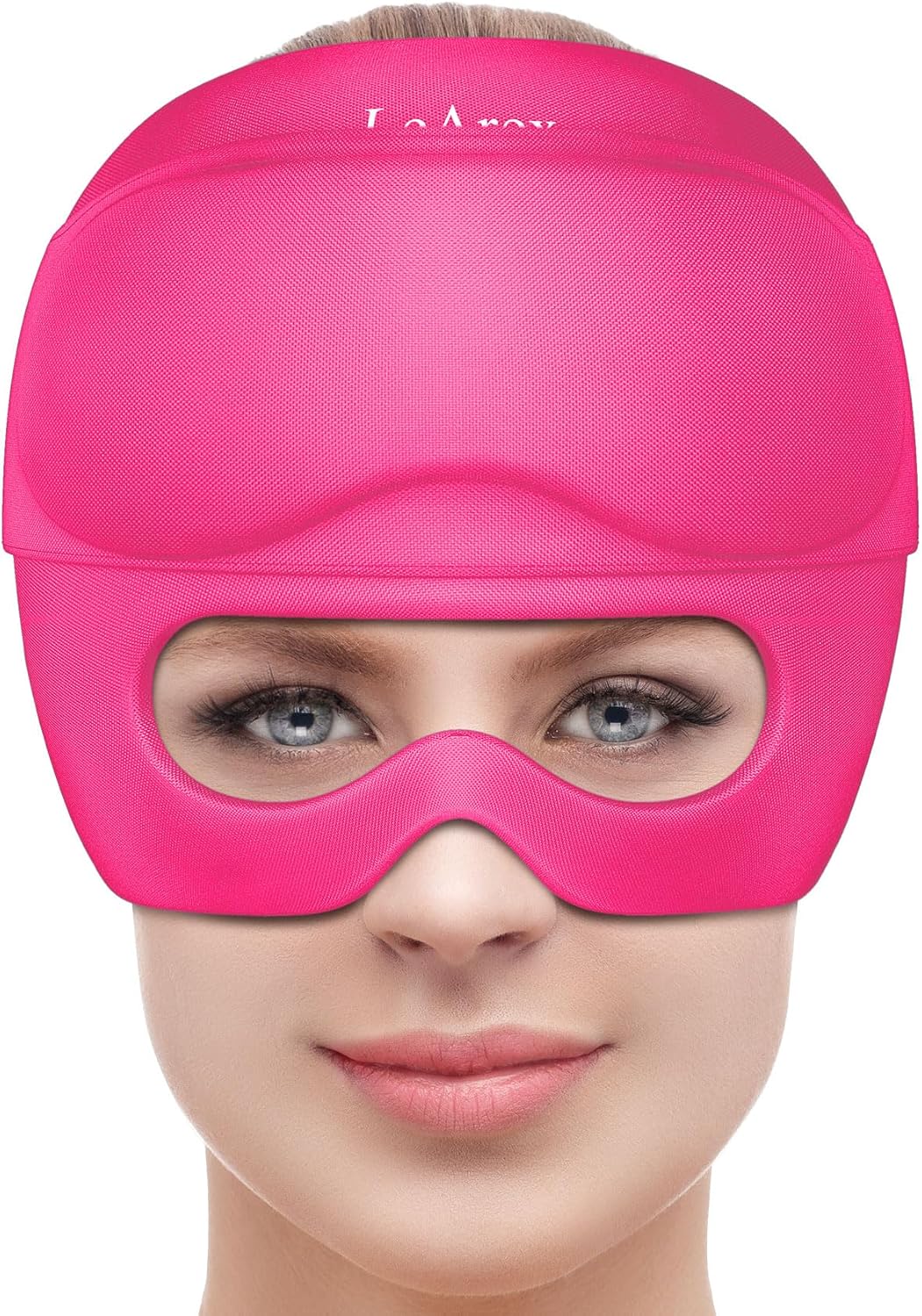 2 in 1 Migraine Relief Cap with Gel Eye Mask, Headache Relief Cap Ice Head Wrap Hot and Cold Therapy Hat Gift for Women for Headache Puffy Eyes Sinus and Tension Stress Relief (Light Purple)