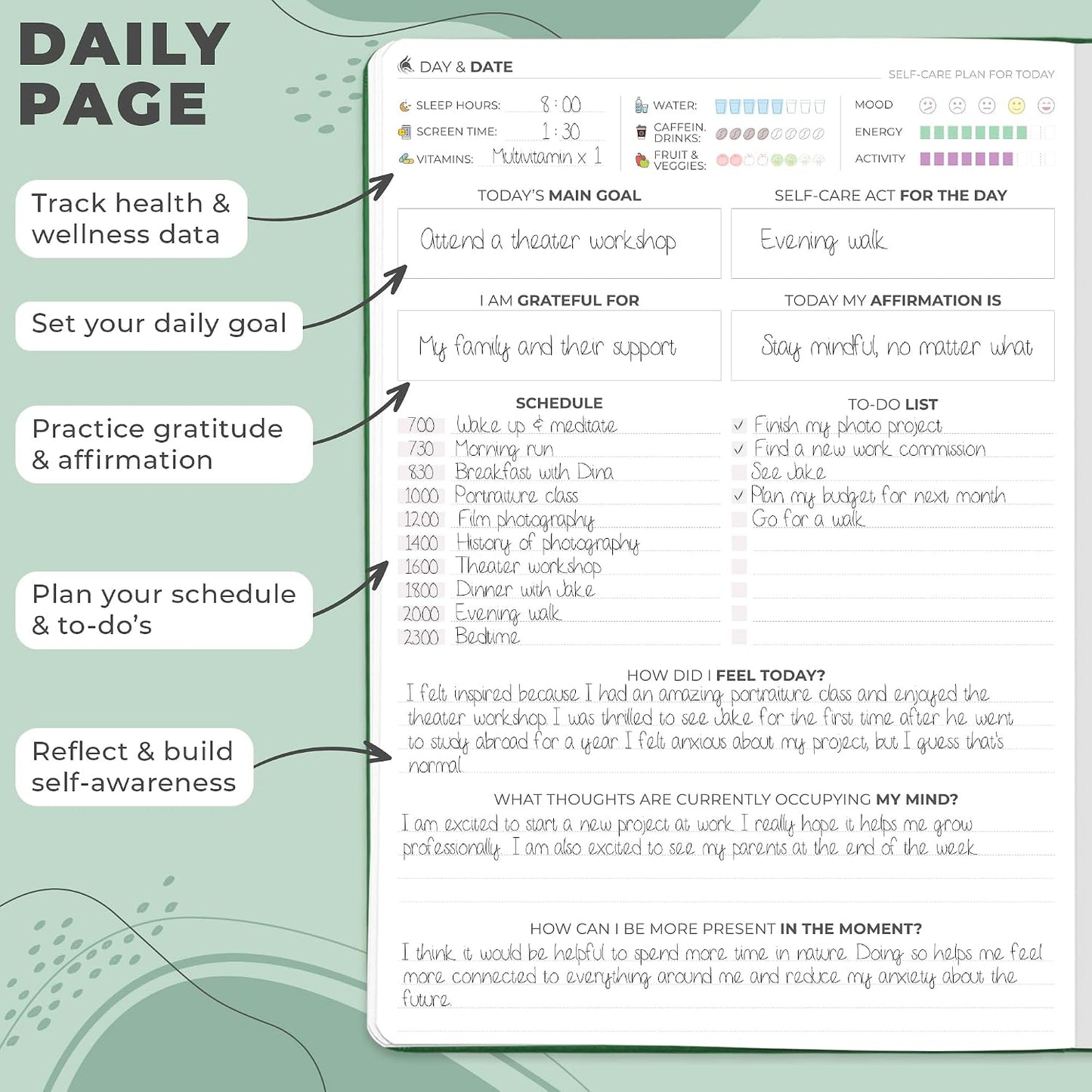 Clever Fox Self-Care Journal PRO for Women, Mental Health, Seashell | Guided daily life reflection, wellness, gratitude, and mood prompts, habit tracker, 7x10 in, eco leather hardcover