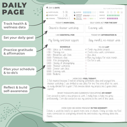 Clever Fox Self-Care Journal PRO for Women, Mental Health, Seashell | Guided daily life reflection, wellness, gratitude, and mood prompts, habit tracker, 7x10 in, eco leather hardcover