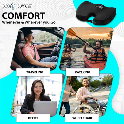 Seat Cushion with Straps - Seat Cushions for Office Chairs, Car Seat Cushion for Tailbone Pain Relief Cushion Design to Relieve Sciatica Coccyx Design from Prolonged Sitting (Grey)