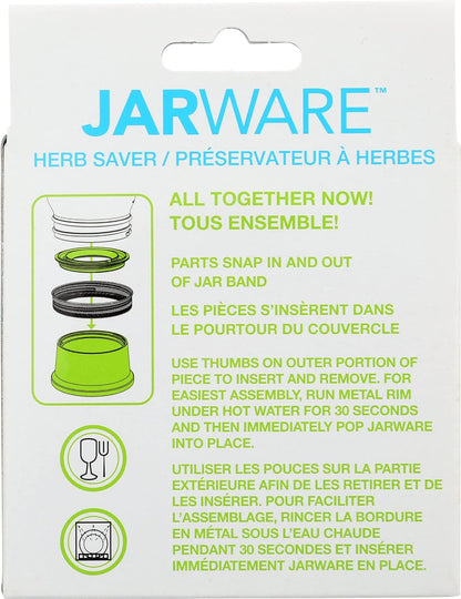 Jarware Herb Saver Lid for Wide Mouth Mason Jars, Green