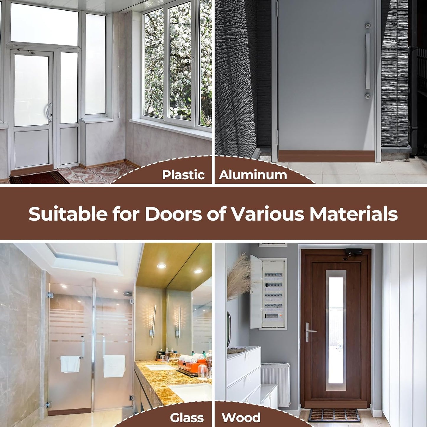 Ohuhu Door Draft Stopper, 1" Wide Adhesive Weather Stripping Seal, 39" | self-adhesive silicone, for interior exterior doors, 3-layer soundproof, save energy, blocks drafts, noise, light, dust, bugs