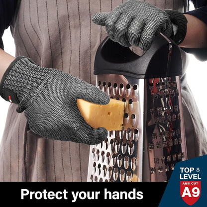 Schwer SlicePro ANSI A9 Cut Resistant Glove PR1706, Stainless Steel Mesh Metal Glove, Food Grade for Kitchen Cooking, Butcher Meat Cutting, Oyster Shucking, Mandoline, Fishing, (M, 1 PCS)