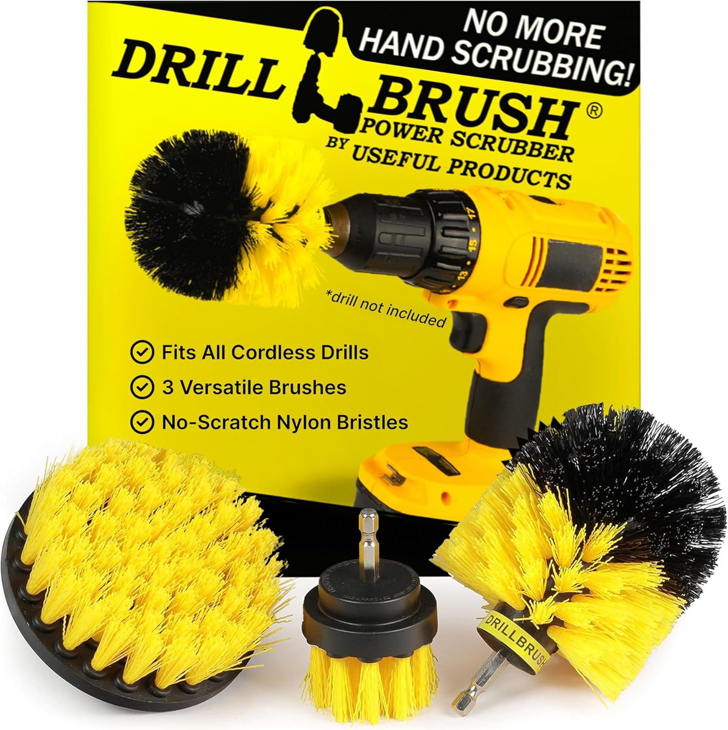 Cordless Power Spin Scrubber Drill Attachment - Electric Dish Scrubber Spin | Medium Drill Brush Attachments for Cleaning Tile, Grout, Dishes, Pots, Pans, Air Fryers, Fish Tanks, Boat Seats & Boat Hulls