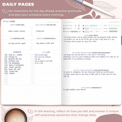 Clever Fox Self-Care Journal for Women, Daily Planner 5.8x8.3 Aquamarine | 3-month mental health journal, habit tracker, wellness journaling supplies for women & teen girls, gratitude & mood log