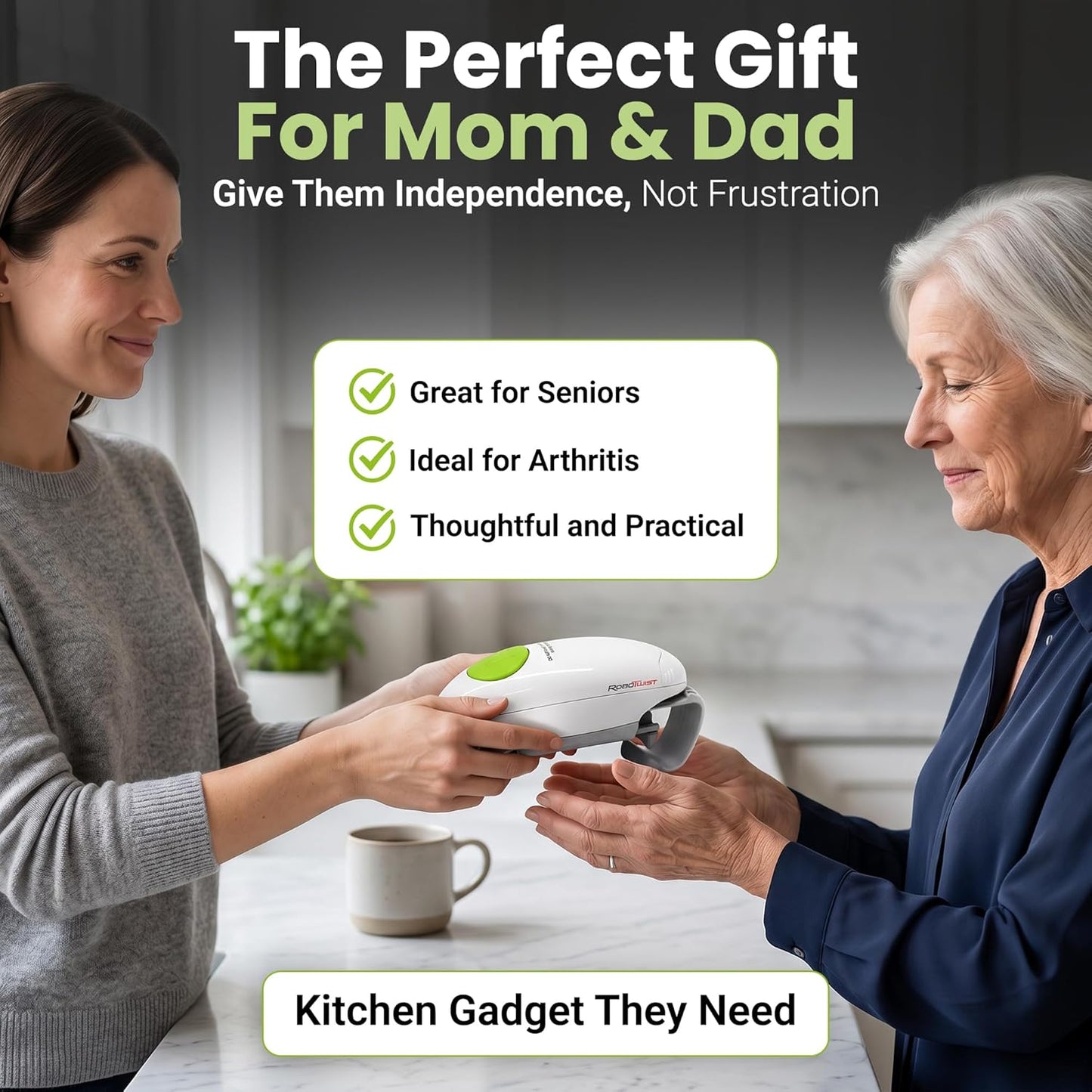 Robotwist Automatic Jar Opener Deluxe Model with Improved Torque | Electric, One Touch Hands Free for Seniors with Arthritis or Weak Hands, Fits All Jars 1.2–3.5 in