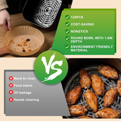 Air Fryer Liners Disposable, 100Pcs 8" Square Air Fryer Paper for 5-8 QT | Waterproof and Oilproof for Easy Cleanup, Unbleached Non-Stick Parchment Paper for 5-8 QT Air Fryer, Baking, Microwave, Oven