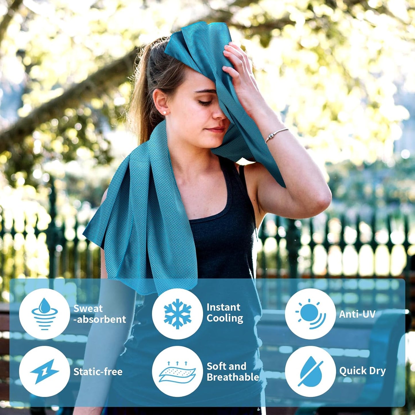 YESLIFE Cooling Towels, 4-Pack 40"x12", Multicolor Set A | Microfiber gym towels, soft breathable neck wrap, cooling towel for yoga running sport camping, Multicolor, 4-pack