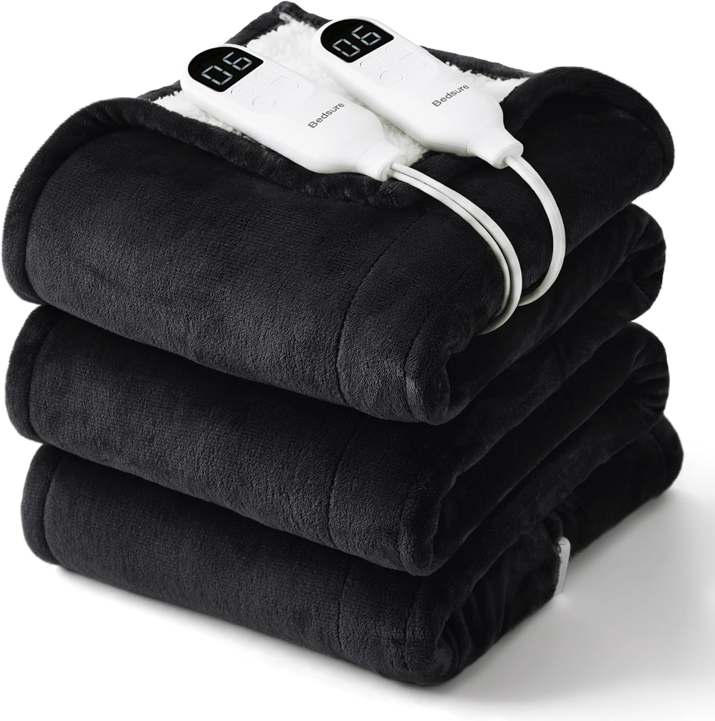Bedsure Heated Blanket Throw Blanket with Preheat Function - Fast Heating Electric Blanket, Soft Flannel Throw with 6 Time Settings(Up to 10H), 6 Heating Settings, Gifts for Grandma (50"x60", Grey)