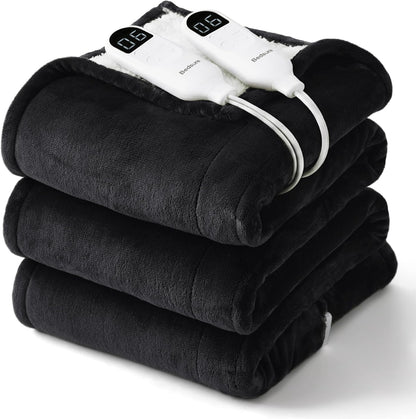 Bedsure Heated Blanket Throw Blanket with Preheat Function - Fast Heating Electric Blanket, Soft Flannel Throw with 6 Time Settings(Up to 10H), 6 Heating Settings, Gifts for Grandma (50"x60", Grey)