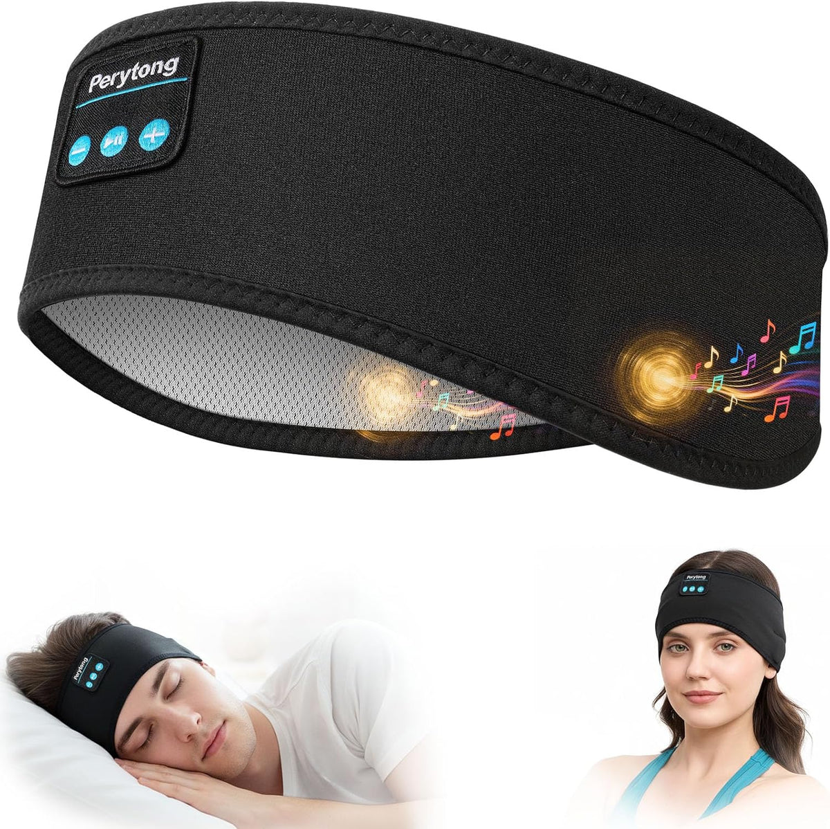 Perytong Sleep Headphones Wireless, Bluetooth Sports Headband Headphones with Ultra-Thin HD Stereo Speakers Perfect for Sleeping,Workout,Jogging,Yoga,Insomnia, Air Travel, Meditation (Grey)
