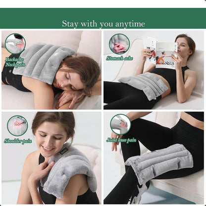 Romfox Microwavable Heating Pad for Pain Relief, Moist Heat for Cramps, Muscles, Joints, Back, Neck and Shoulders, Heat Compress Pillow, for Both Hot and Cold Therapy (Purple - Lavender Scented)