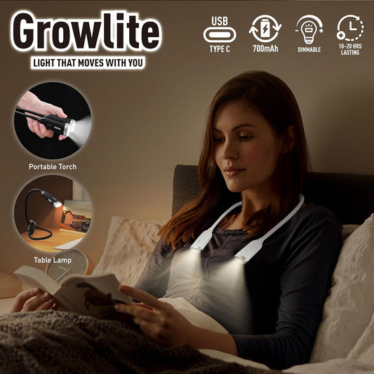 Neck Reading Light, 3 Color & Brightness Adjustable Book Light for Reading in Bed, Hands-Free, Lightweight, USB C Rechargeable, Eye-Caring, Perfect for Crafts, Camping, Kids & Adults (white)