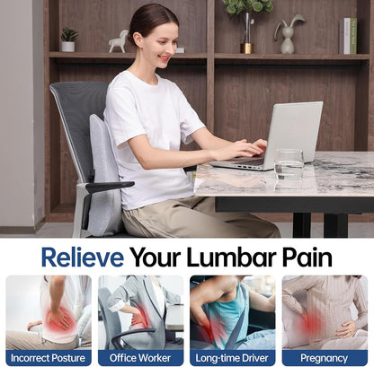 Soft Comfortable Memory Lumbar Support Pillow Back Cushion for Car & Office