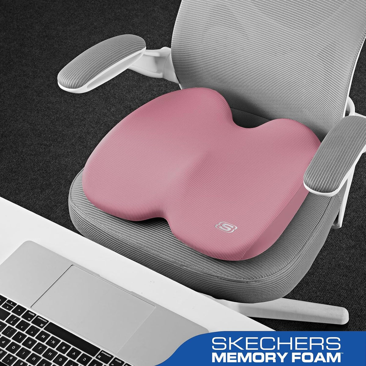 Skechers Seat Cushion, Ergonomic Memory Foam Cushion for Long Sitting Hours on Office & Home Chair, Car Seat Cushion for Sciatica, Coccyx Cushion,Brown
