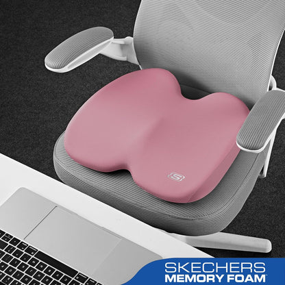Skechers Seat Cushion, Ergonomic Memory Foam Cushion for Long Sitting Hours on Office & Home Chair, Car Seat Cushion for Sciatica, Coccyx Cushion,Brown