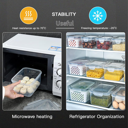 3 Pack Fruit Storage Containers for Fridge with Removable Colander – Airtight Produce Storage Containers with Lids, BPA-Free Berry Keeper for Vegetables, Lettuce & Meal Prep (29oz+59oz+112oz)