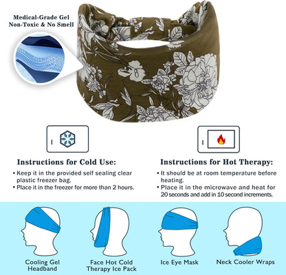 Crimmy Migraine Relief Cap, Headache Ice Pack Headband, Cold Face Eye Mask