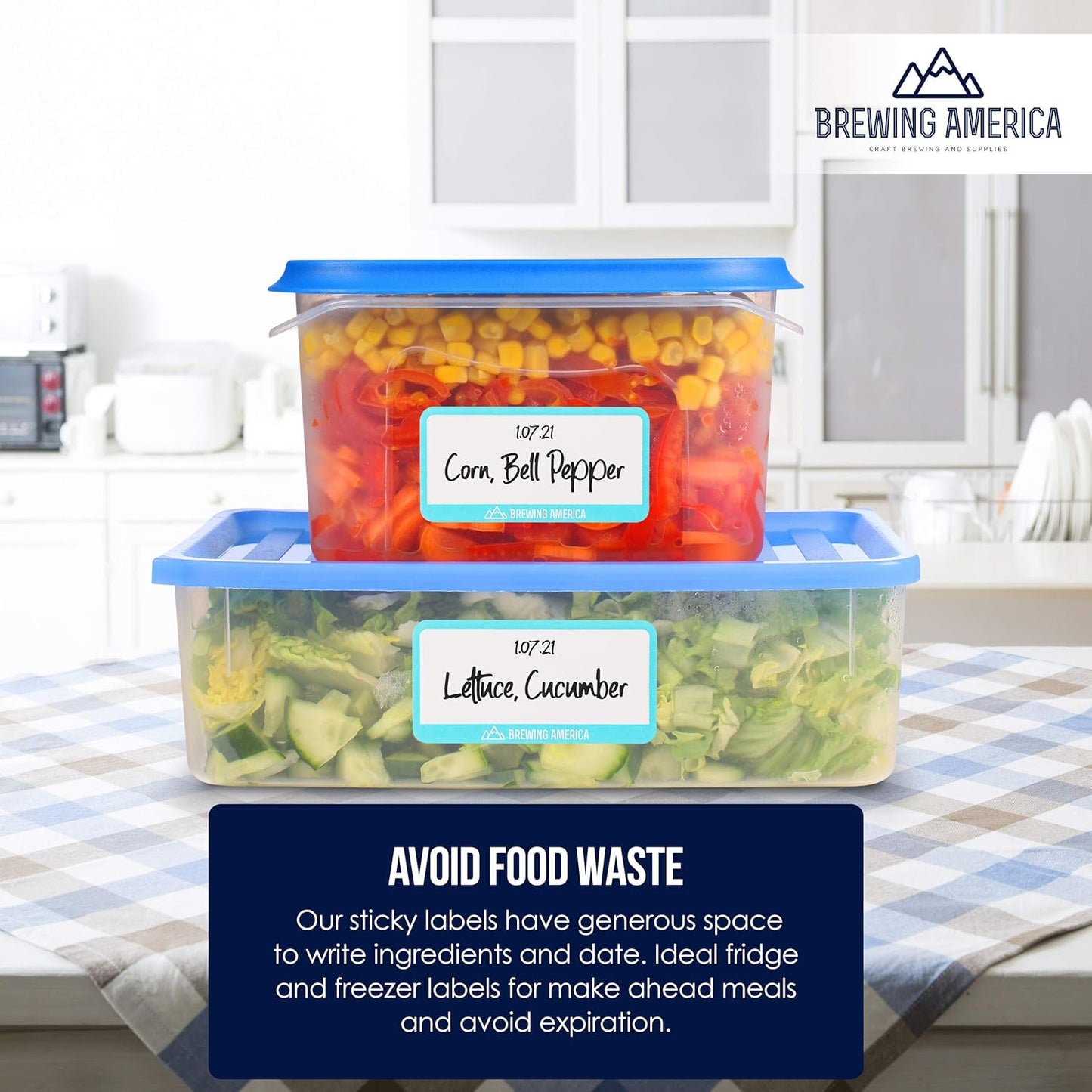 Dissolvable Food Labels for Food Containers - 250qty Made in USA - 1x2 Inches - Wash-Off Labels for Meal Prep, Pantry, Freezer and Mason Jars – No Scrubbing, No Residue - Teal