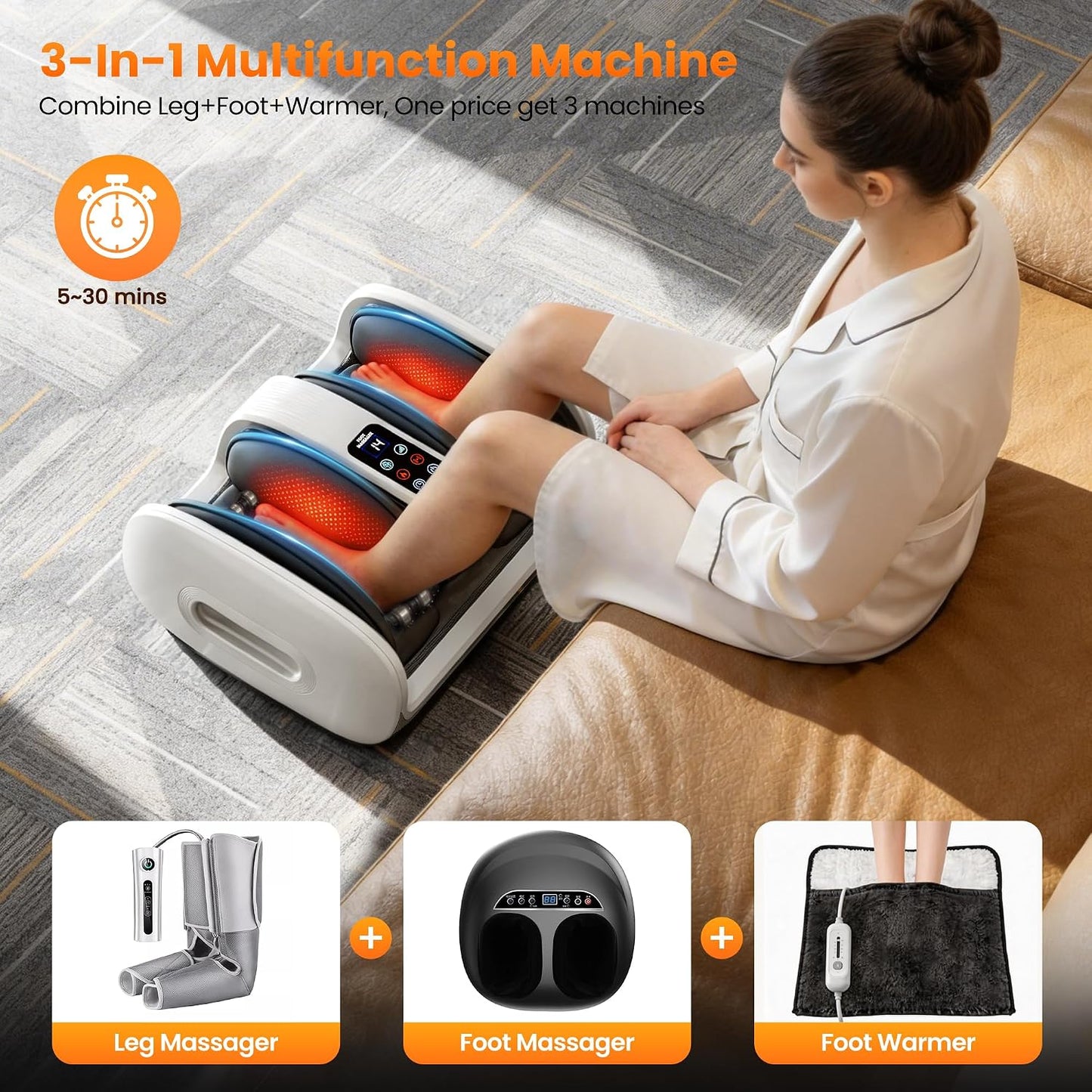 Foot Massager with Heat & Cooling for Feet and Calves, Gift for Men & Women