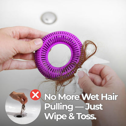 TubRing Pop-Up Drain Protector & Strainer Silicone Hair Catcher, Aqua | Easy snap-in design fits around bathtub stoppers. Customizable utility guard for clog prevention. Fits 1.85"- 2.16" drains.