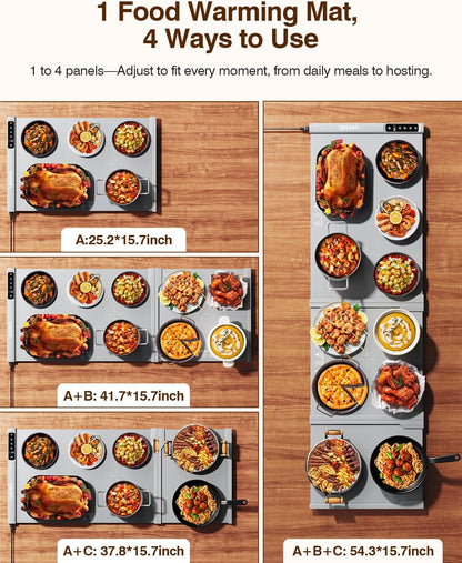 Warming Mat for Food, Voriah Electric Warming Tray with 3 Temp Settings & Auto Shut-Off, Food Warmer with Thick Silicone Surface to Keep Food Warm at Buffet, Parties, and Family Use（Dark Blue）