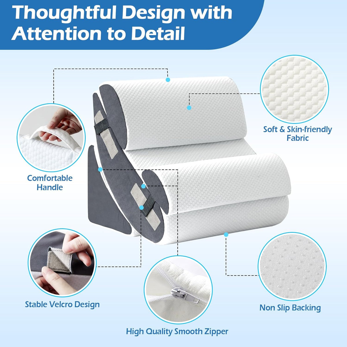Ahpmeoa 6PCS Wedge Pillow Set for After Surgery, Sit Up Pillow, White