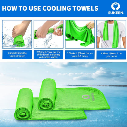 Sukeen Cooling Towels 6 Pack (40"x12"), Cooling Neck Wraps, Ice Towels, Microfiber Breathable Cooling Towel for Hot Weather, Sweat Towel for Gym, Sport, Running, Golf, Workout, Camping, Fitness
