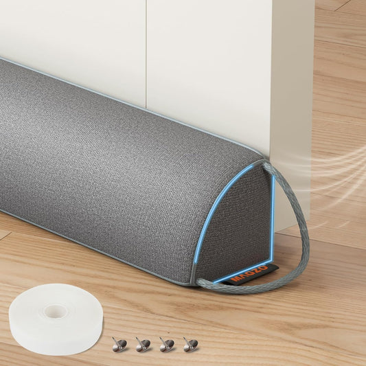 MAGZO Under Door Draft Stopper 30 Inches, Sound Proofing for Door, Gray | Triangular Weighted Sound Proofing for Door Draft Blocker, Easy Install & Machine Washable