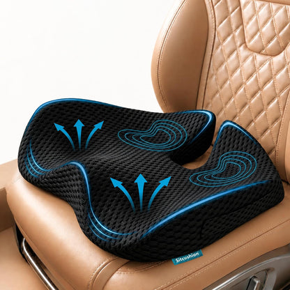 Car Seat Cushion for Driving, Sciatica Pain Relief Car Pillow and Seat Pad | Extra Large Driver Seat Cushion Offers Broad Car-Seat Coverage to Ease Hip and Tailbone Pressure During Long Drives (Black)