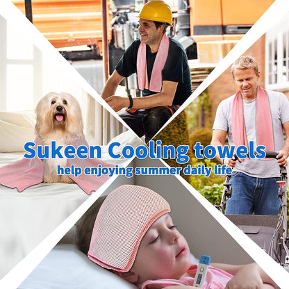 Sukeen Cooling Towels 6 Pack (40"x12"), Cooling Neck Wraps, Ice Towels, Microfiber Breathable Cooling Towel for Hot Weather, Sweat Towel for Gym, Sport, Running, Golf, Workout, Camping, Fitness