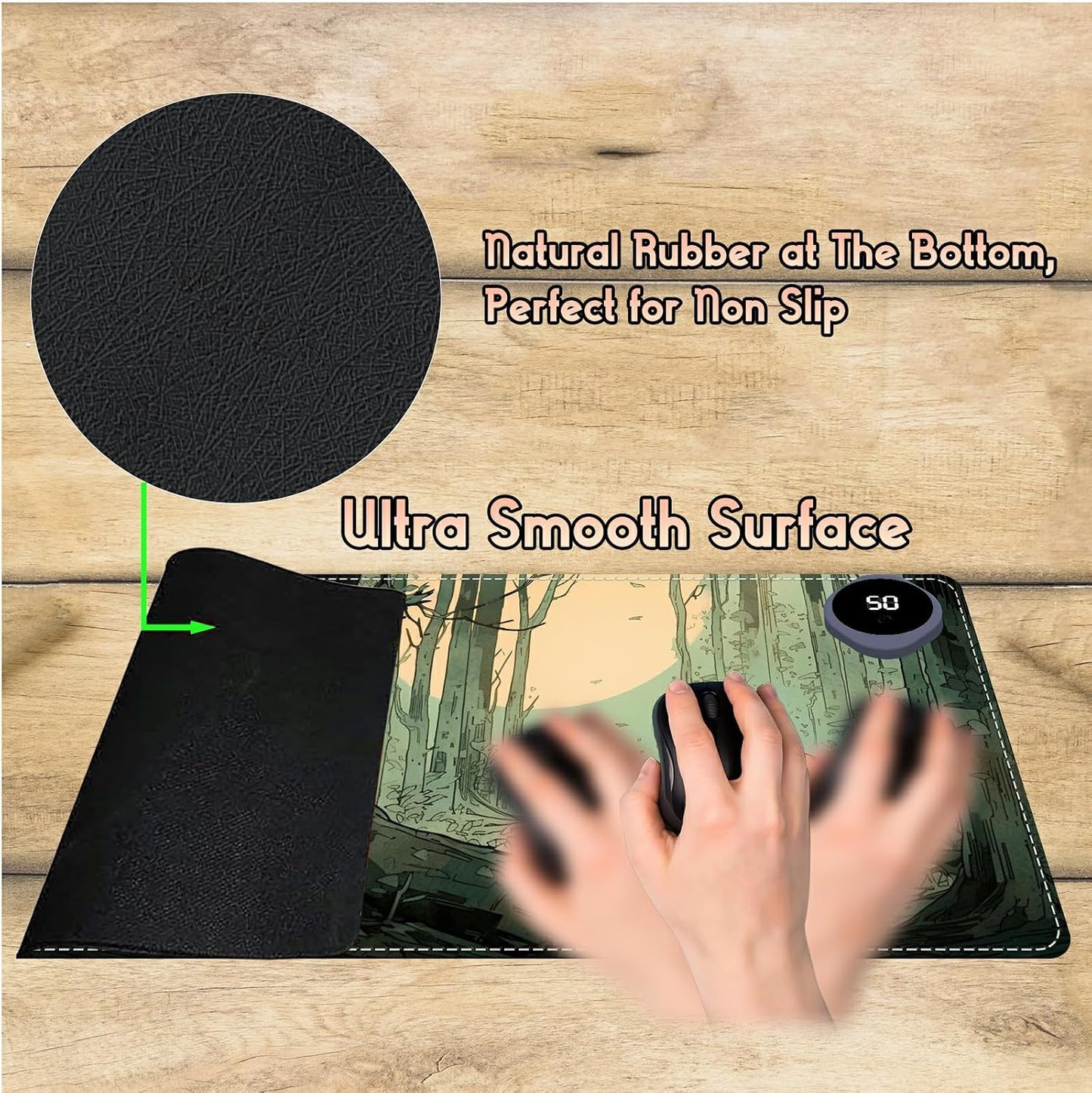 Heated Desk Pad Heated Large Mouse Pad, Electric Quickly Warm Desk Mat with 3 Levels Heating 3 Hours Auto Shut-Off, 31.5" x 13" Warm Gaming Mousepad Hand Foot Warmer, Baby Elephant