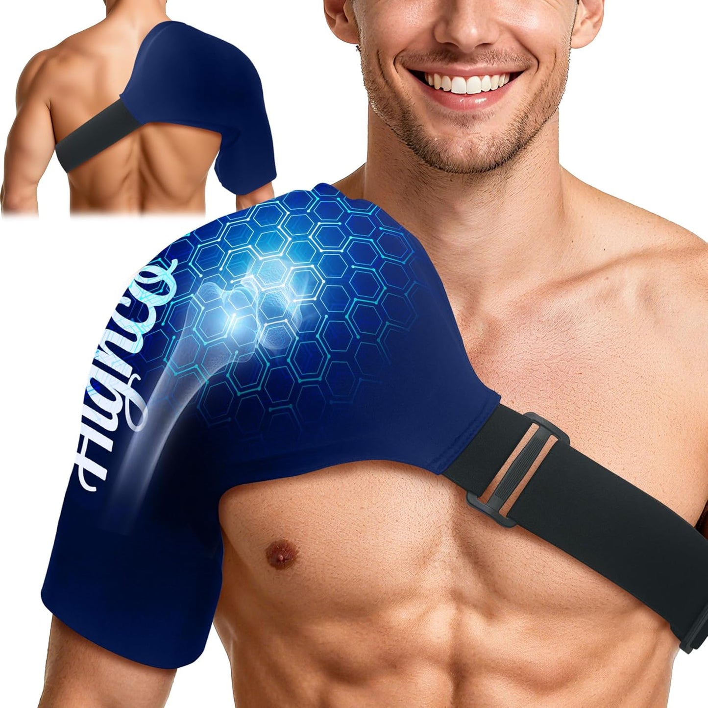 Shoulder Ice Pack Wrap for Rotator Cuff and Arm,Reusable Compression Cold Brace for Pain Relief & Muscle Relaxation,Tendonitis,Swelling,Discomfort After Surgery,Hot &Cold Therapy Ice Pack for Shoulder (Large-Black)