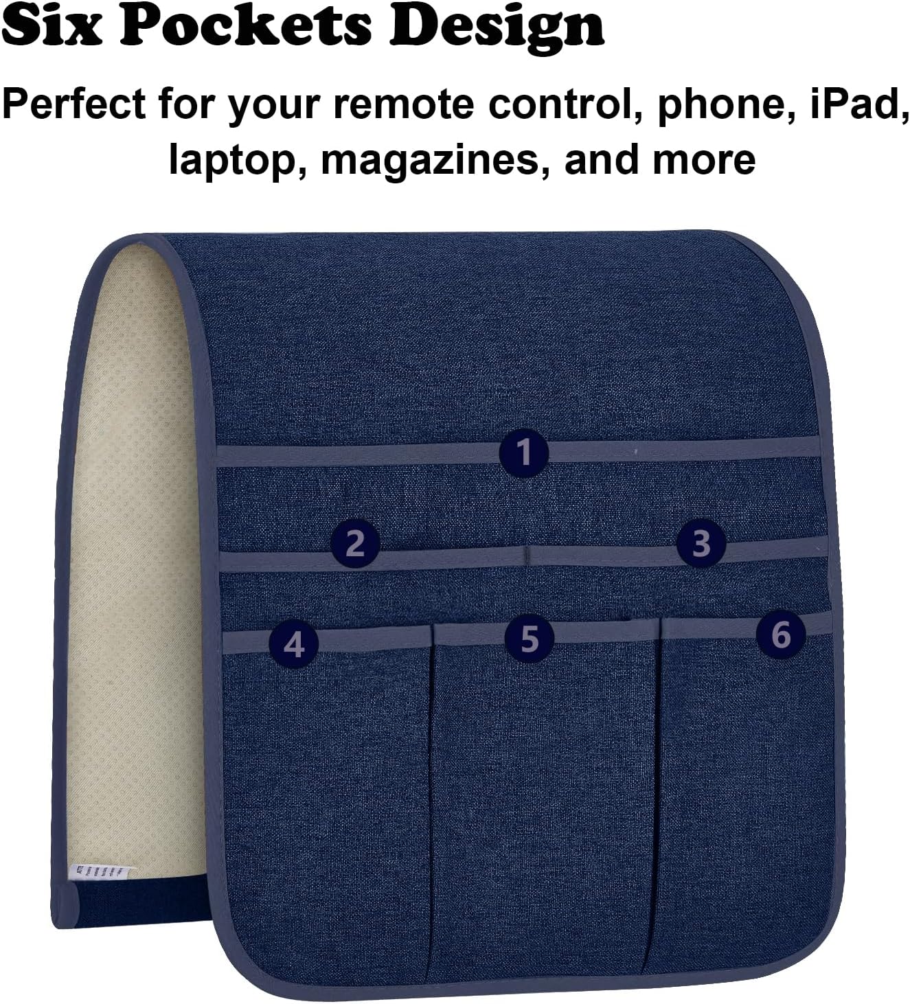 Teniux Remote Control Holder GRS Certified Armchair Caddy for Recliner Couch, Recycled Material Non-Slip Armrest Organizer with 5 Pockets for Magazine, Tablet, Phone, iPad (Dark Grey)