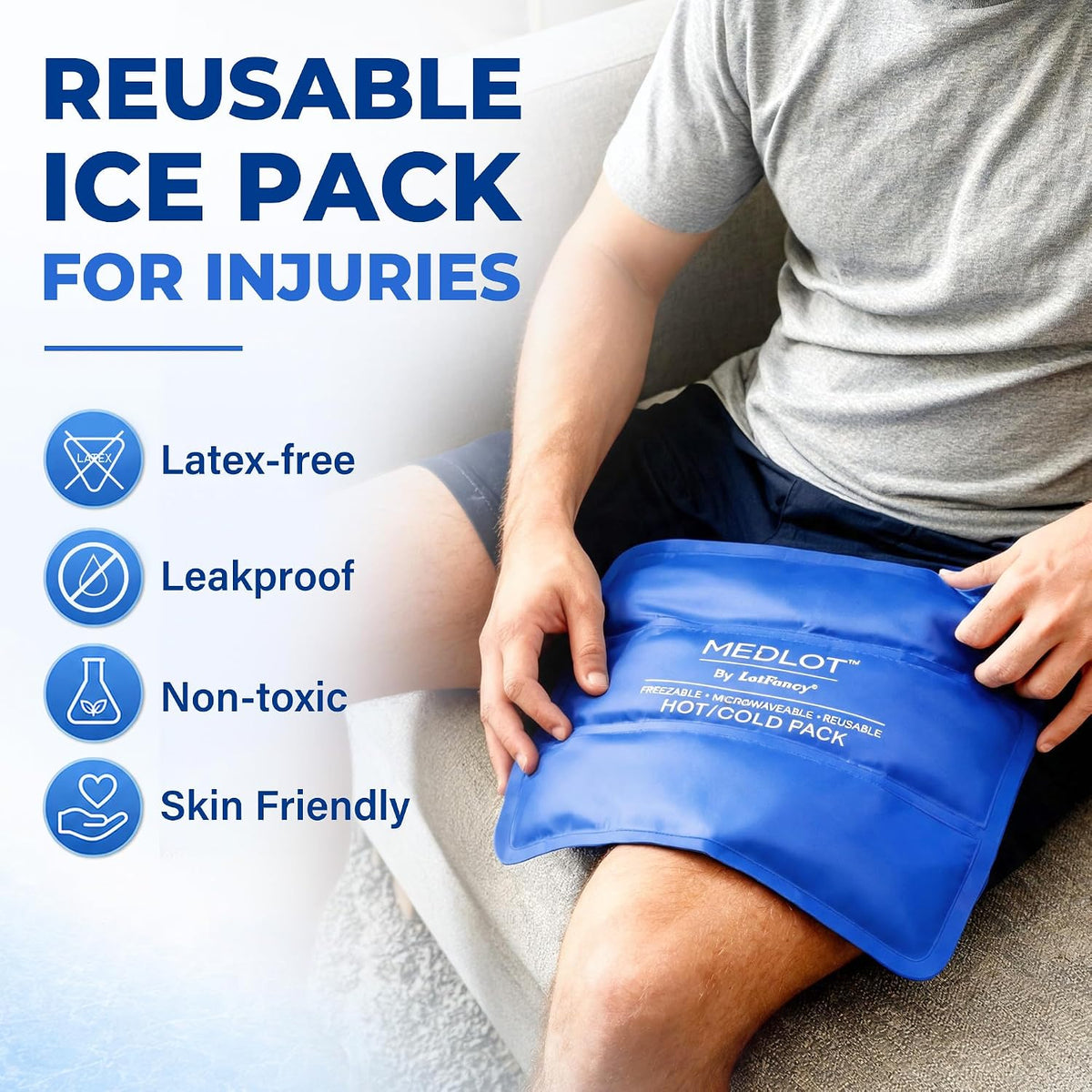 LotFancy Gel Ice Packs, 2pc Reusable Hot Cold Pack for Therapy, Heating Cooling Gel Pad, Pain Relief for Face, Head, TMJ, Wisdom Teeth, Oral Facial Surgery, Sport Injuries, Migraine, Muscle Joint