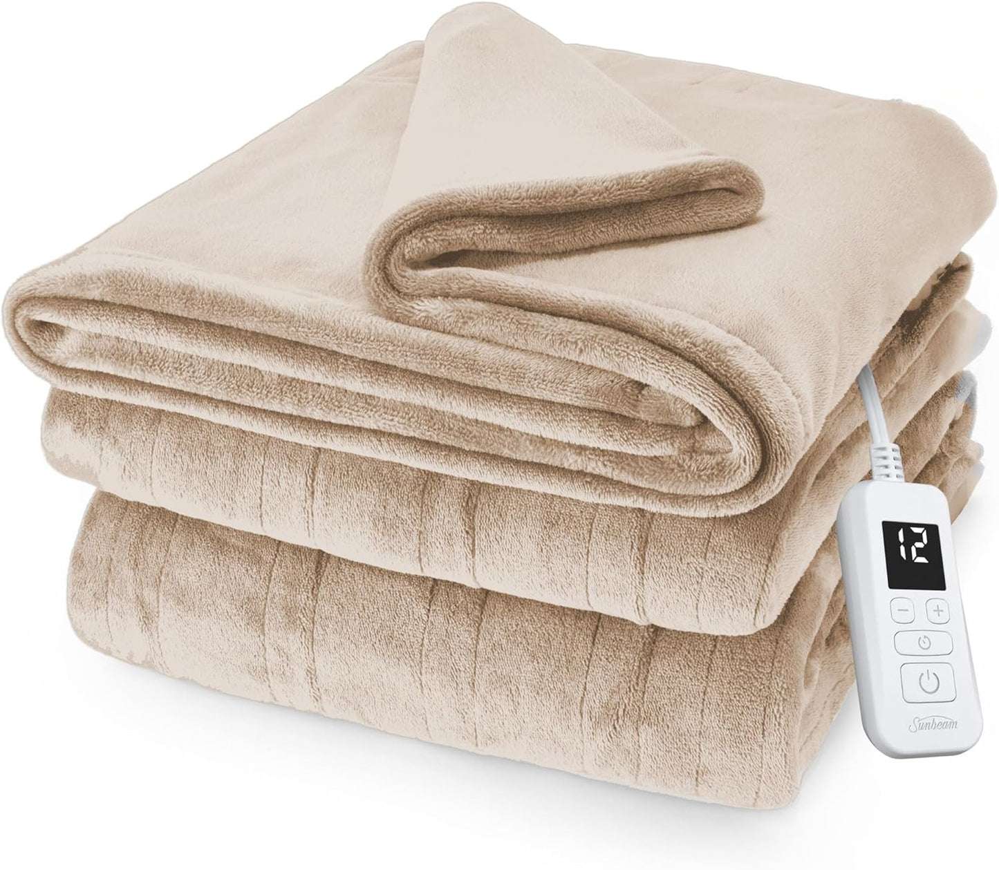 Sunbeam Royal Posh Dove Grey Heated Personal Throw / Blanket, Cozy-Warm, Adjustable Heat Settings