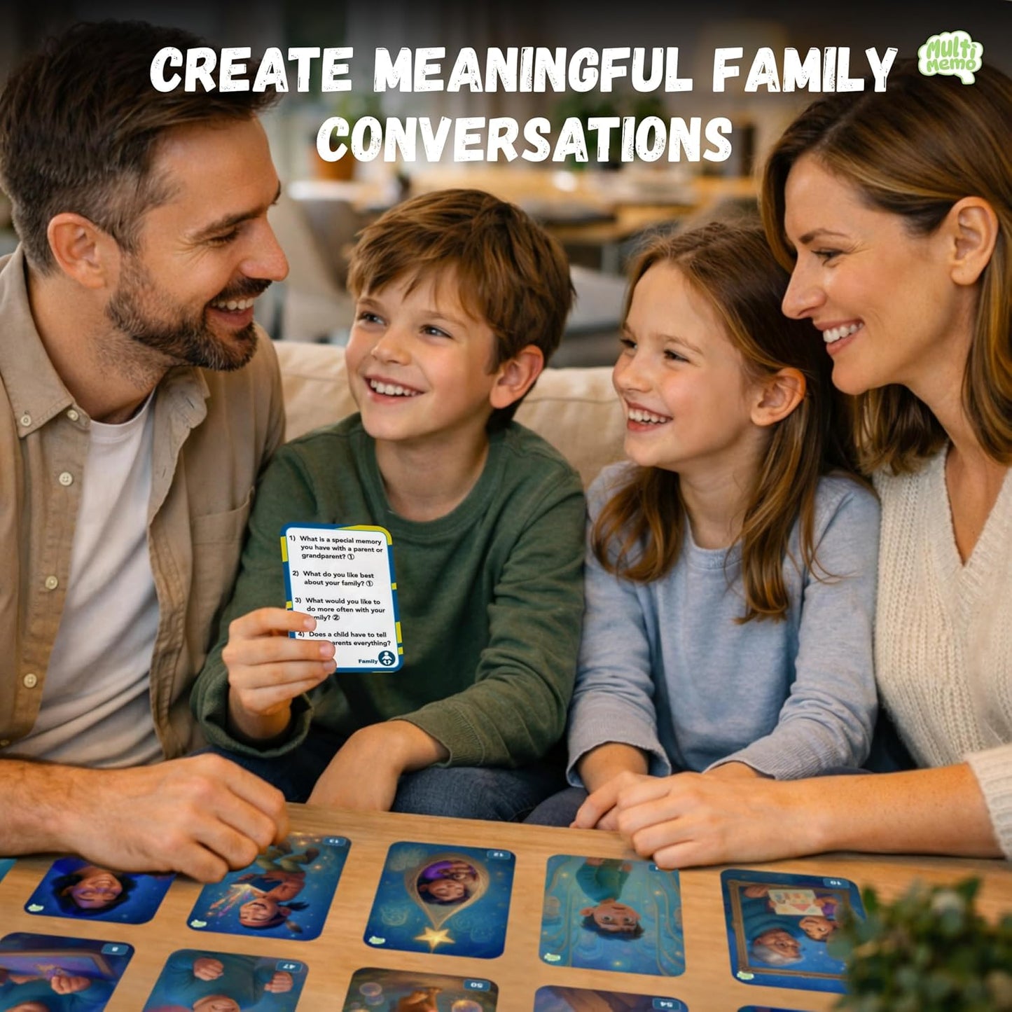 Talkiyou Family Conversation Cards – 60 Picture Prompts & 240 Open-Ended Questions for All Ages – Spark Deep Family Talks, Share Memories & Build Bonds – Screen-Free Game