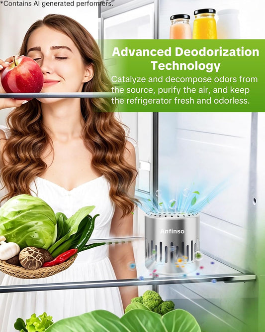 Refrigerator Deodorizer Fridge Odor Eliminator, Lasts for Years | Outperforms Baking Soda & Charcoal Air Purifiers Bags, Reusable Long Lasting Fridge Deodorizer