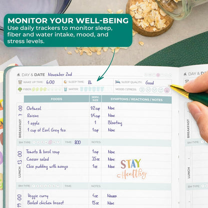 Clever Fox Food Sensitivity Journal & Symptom Diary, 8.5x11 Purple