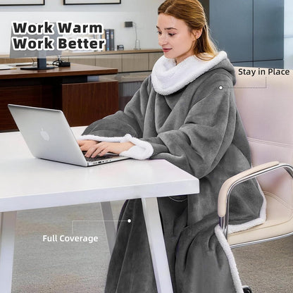 IFNOW Sherpa Wearable Blanket with Sleeves, Oversized Snuggle Robe, Purple | 430GSM Thick, 55x69", Big Pocket, TV Blanket,Fall Winter Dorm Essentials or Office, Christmas Birthday Gifts for Women Men