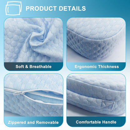 Knee Pillow for Side Sleepers, 100% Memory Foam Filling Leg Pillow for Side Sleeping, 4" Height Leg Pillow for Relieving Leg, Back, and Knee Pain Breathable & Pressure-Relieving Support - 18"x30"x4"